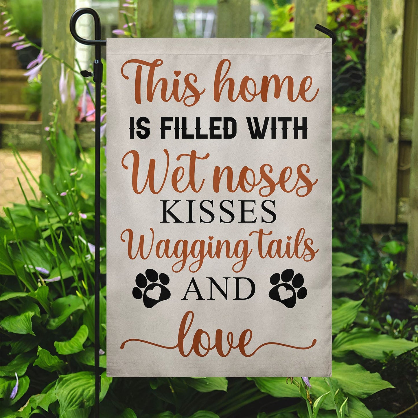 Valentine's Day Dog Flag, This Home is Filled With Wet Noses, Dog Garden Flag & House Flag Gift, Valentines Flag Gift For Dog Lovers