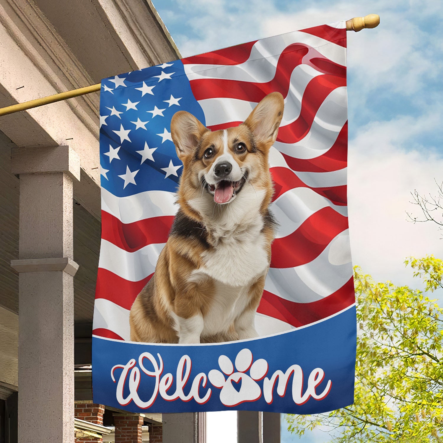 July 4th Corgi Dog Garden Flag & House Flag, Welcome, Independence Day ...