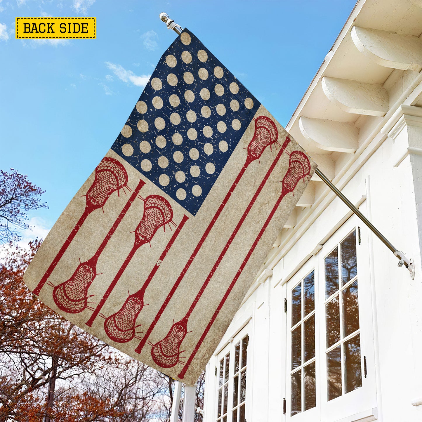 July 4th Lacrosse American Garden Flag House Flag, Independence Day Patriotic Lacrosse USA Yard Flag Gift For Lacrosse Lovers