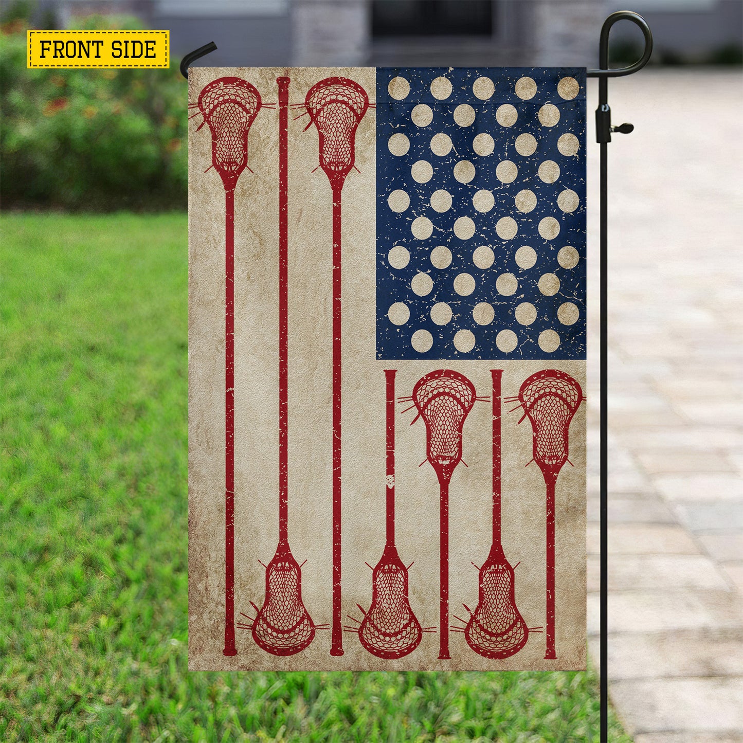 July 4th Lacrosse American Garden Flag House Flag, Independence Day Patriotic Lacrosse USA Yard Flag Gift For Lacrosse Lovers