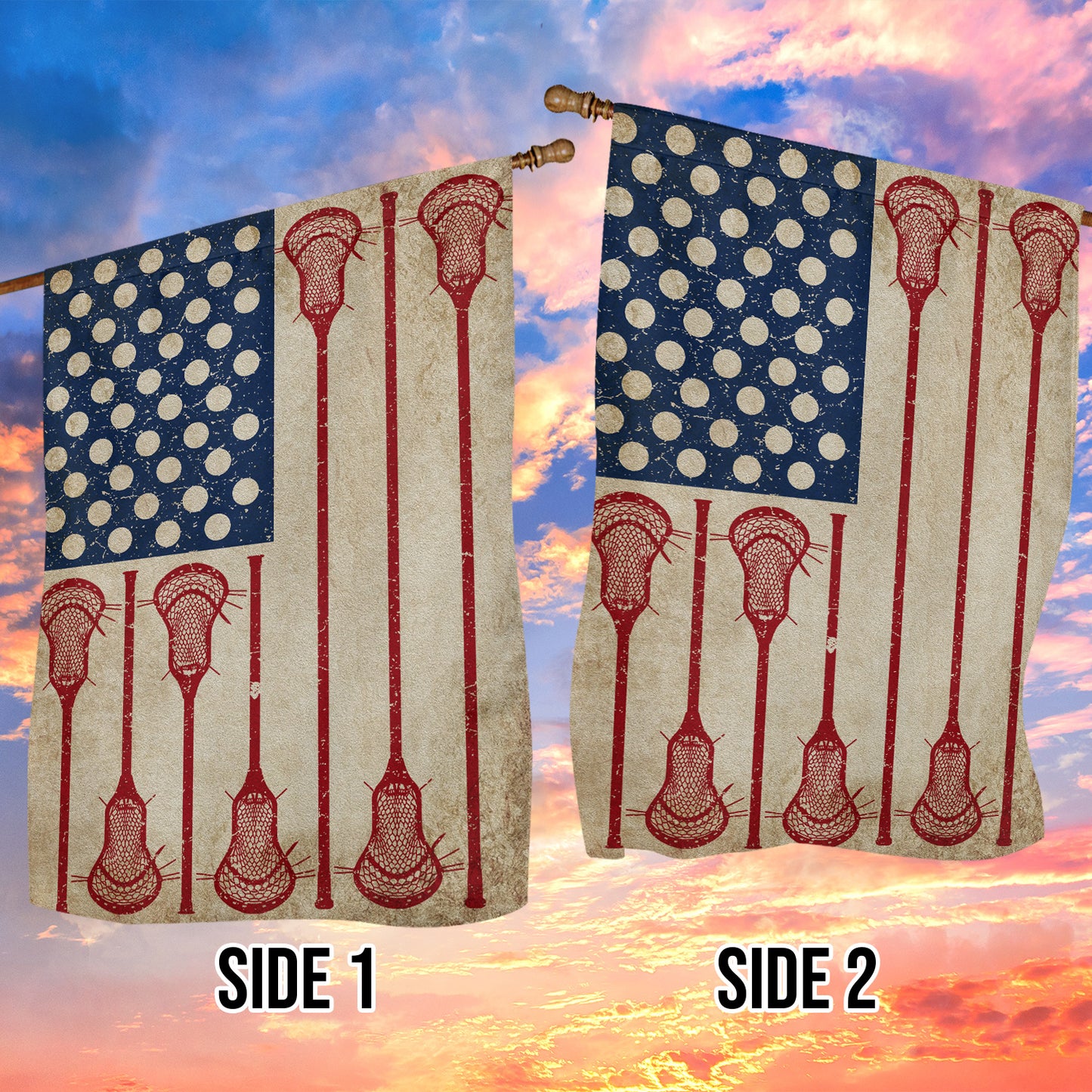July 4th Lacrosse Garden Flag House Flag, Independence Day Yard Flag Gift For Lacrosse Lovers, Lacrosse Players