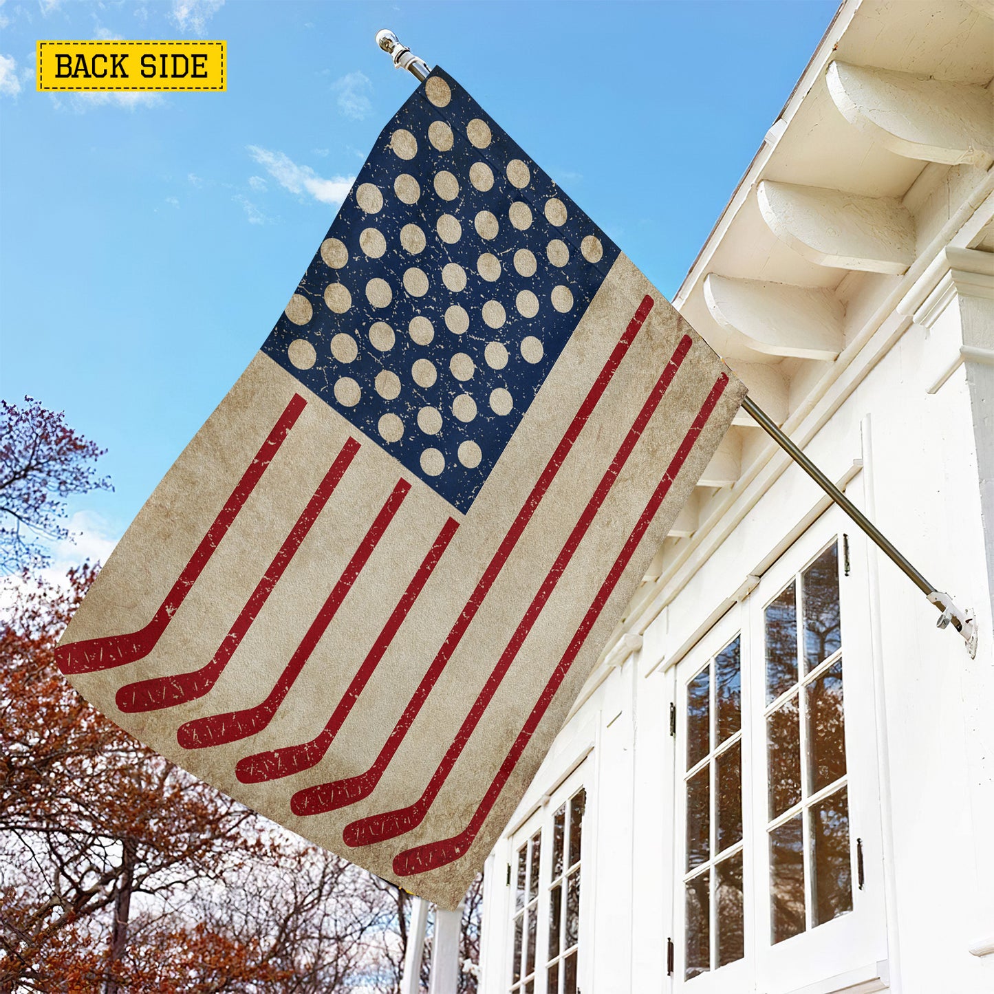 July 4th Hockey American Garden & House Flag, Independence Day Patriotic Hockey USA Yard Flag Gift For Hockey Lovers