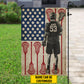 Personalized July 4th Lacrosse Boy Garden Flag House Flag, Independence Day Yard Flag Gift For Lacrosse Lovers, Lacrosse Players