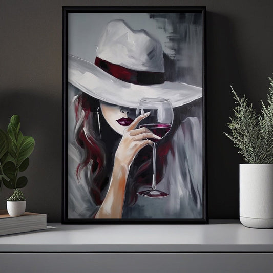 Whispers Behind The Wine, Morden Women Canvas Painting, Wall Art Decor - Elegance Poster Gift For Wine Lovers