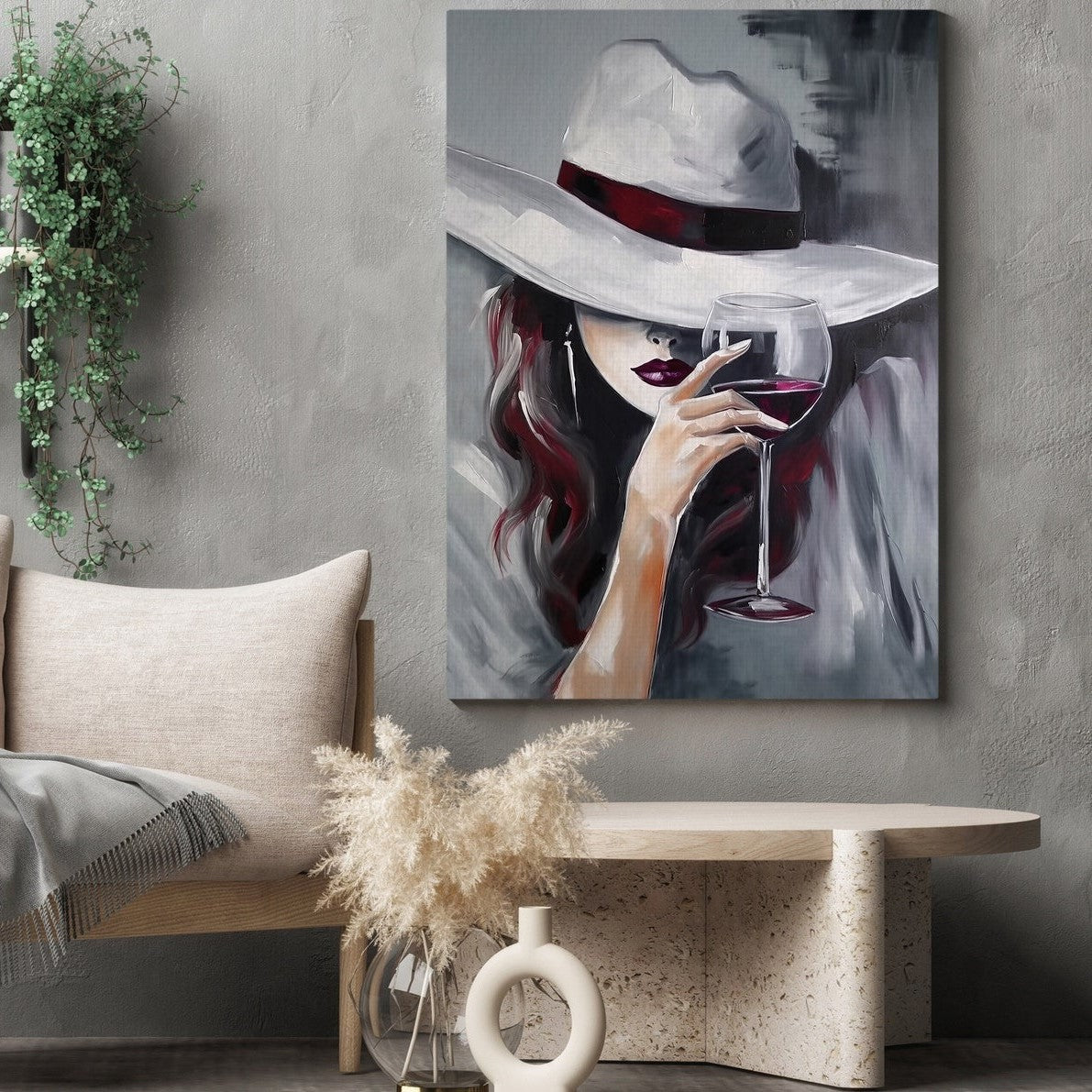 Whispers Behind The Wine, Morden Women Canvas Painting, Wall Art Decor - Elegance Poster Gift For Wine Lovers