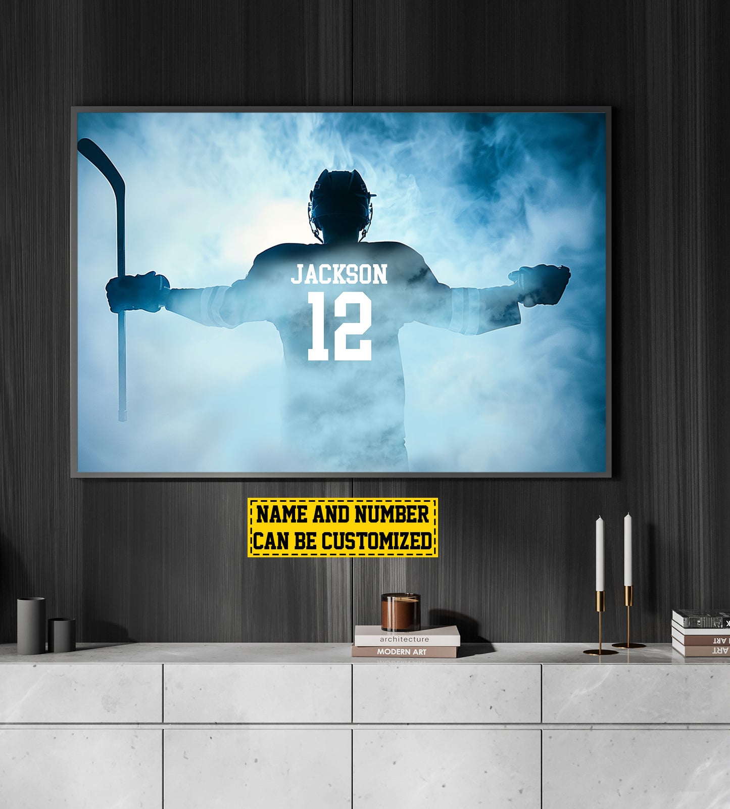 Hockey Champion, Personalized Hockey Boy Canvas Painting, Sports Wall Art Decor, Poster Gift For Hockey Lovers, Hockey Boys