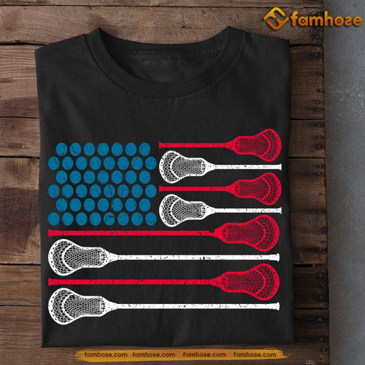 July 4th Lacrosse T-shirt, Lacrosse USA Flag, Independence Day Gift For Lacrosse Lovers, Lacrosse Players