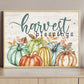 Harvest Blessings Thanksgiving Canvas Painting, Wall Art Decor - Many Color Pumpkins Thanksgiving Poster Gift