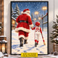 Personalized Christmas Santa and Softball Girl Canvas Painting, Santa's Little Softball Star Wall Art Decor, Xmas Poster Gift For Softball Lover