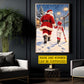 Personalized Christmas Santa and Softball Girl Canvas Painting, Santa's Little Softball Star Wall Art Decor, Xmas Poster Gift For Softball Lover