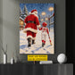 Personalized Christmas Santa and Softball Girl Canvas Painting, Santa's Little Softball Star Wall Art Decor, Xmas Poster Gift For Softball Lover