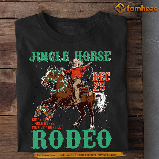 Funny Christmas Cowboy T-shirt, Jingle Horse Rodeo, Xmas Gift For Horse Lovers