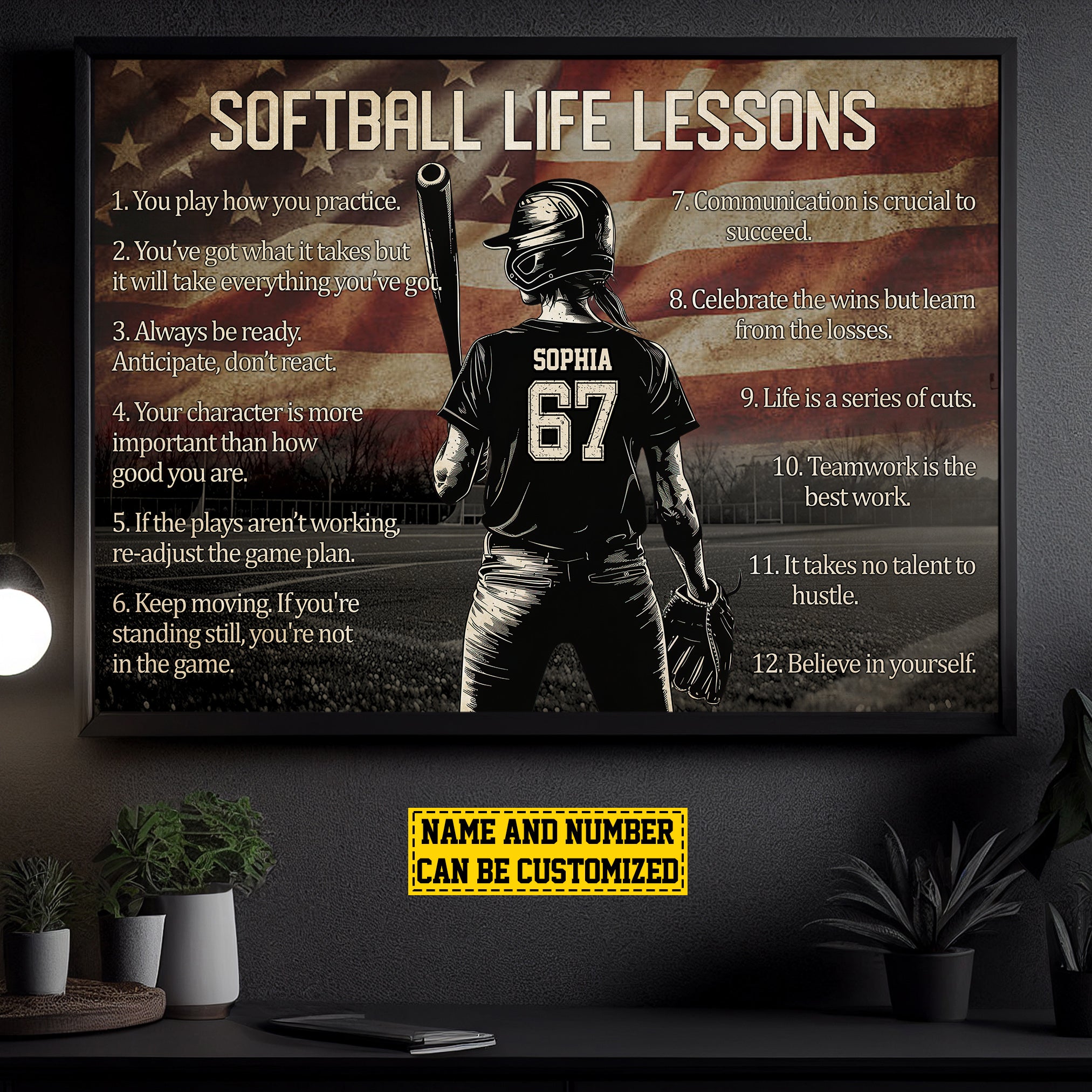 Softball Girl Life Lessons, Personalized Motivational Softball Girl US ...