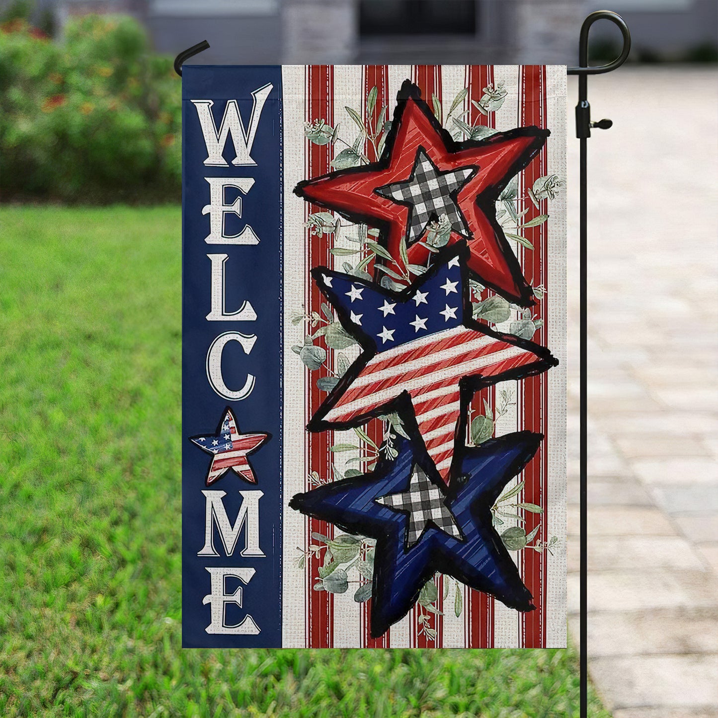 July 4th Garden Flag & House Flag, Welcome Stars, Independence Day Yard Flag Gift For America Lovers