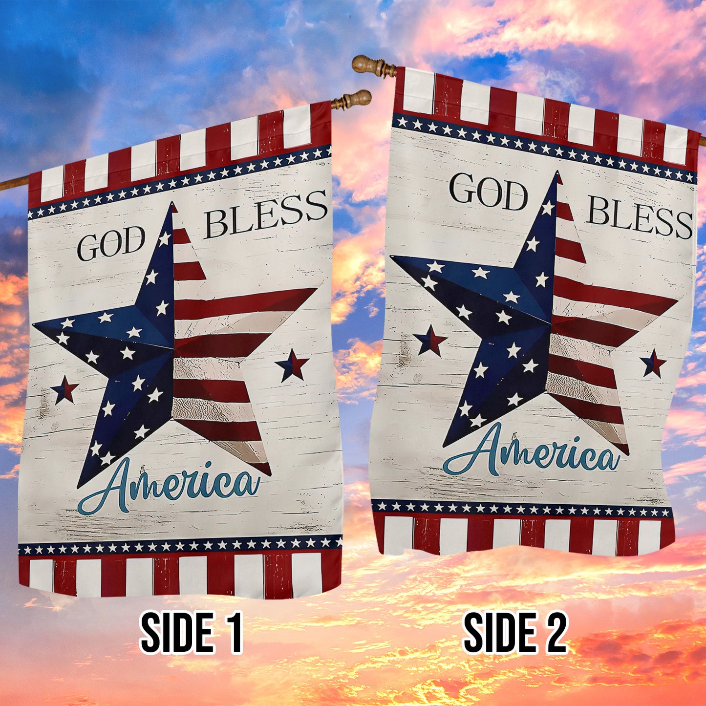 July 4th Garden Flag & House Flag, Patriotic Star God Bless America, Independence Day Yard Flag Gift For America Lovers
