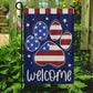 July 4th Dog Garden Flag House Flag, Dogshoe Welcome, Independence Day Yard Flag Gift For Dog Lovers
