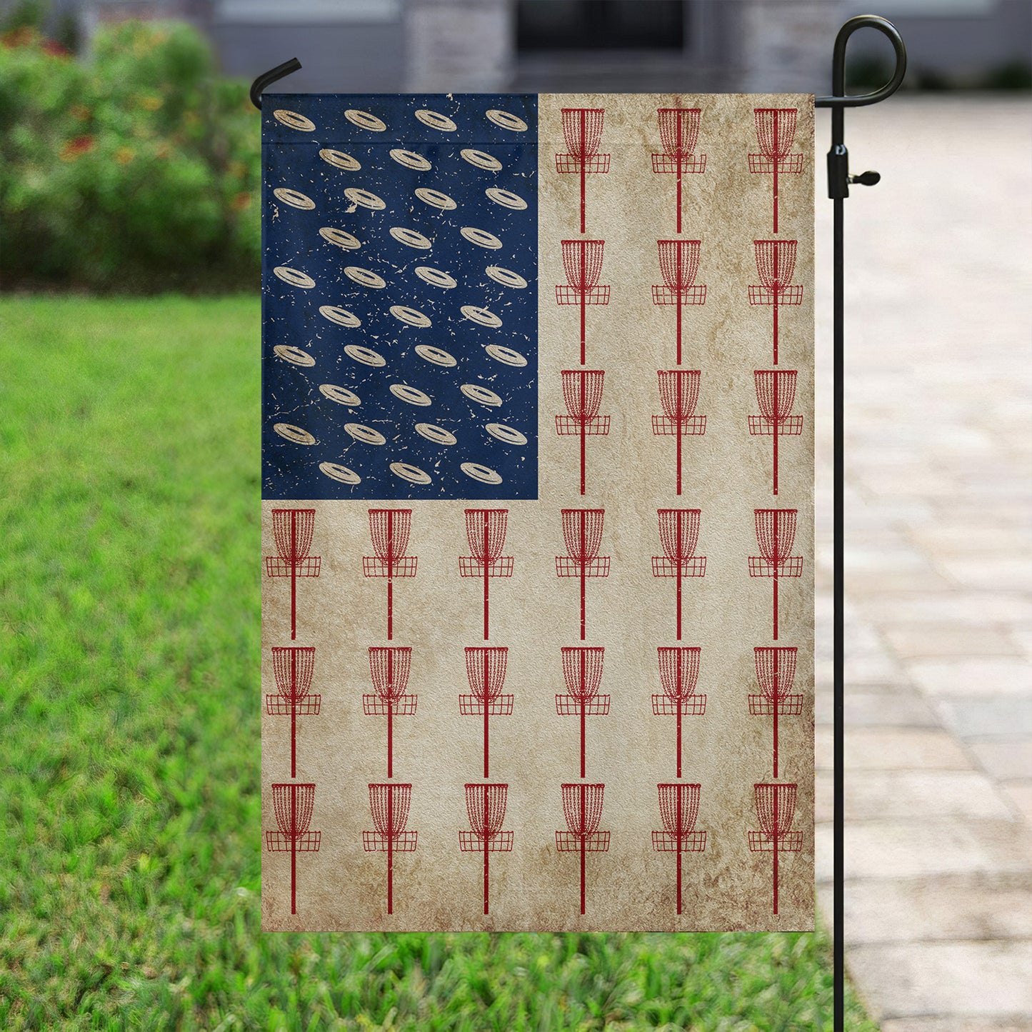 July 4th Disc Golf Garden Flag House Flag, Independence Day Yard Flag Gift For Disc Golf Lovers, Disc Golf Players