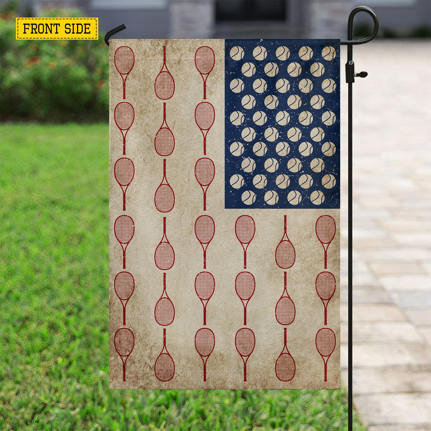 July 4th Tennis American Garden Flag House Flag, Independence Day Yard Flag Gift For Tennis Players, Tennis Lovers