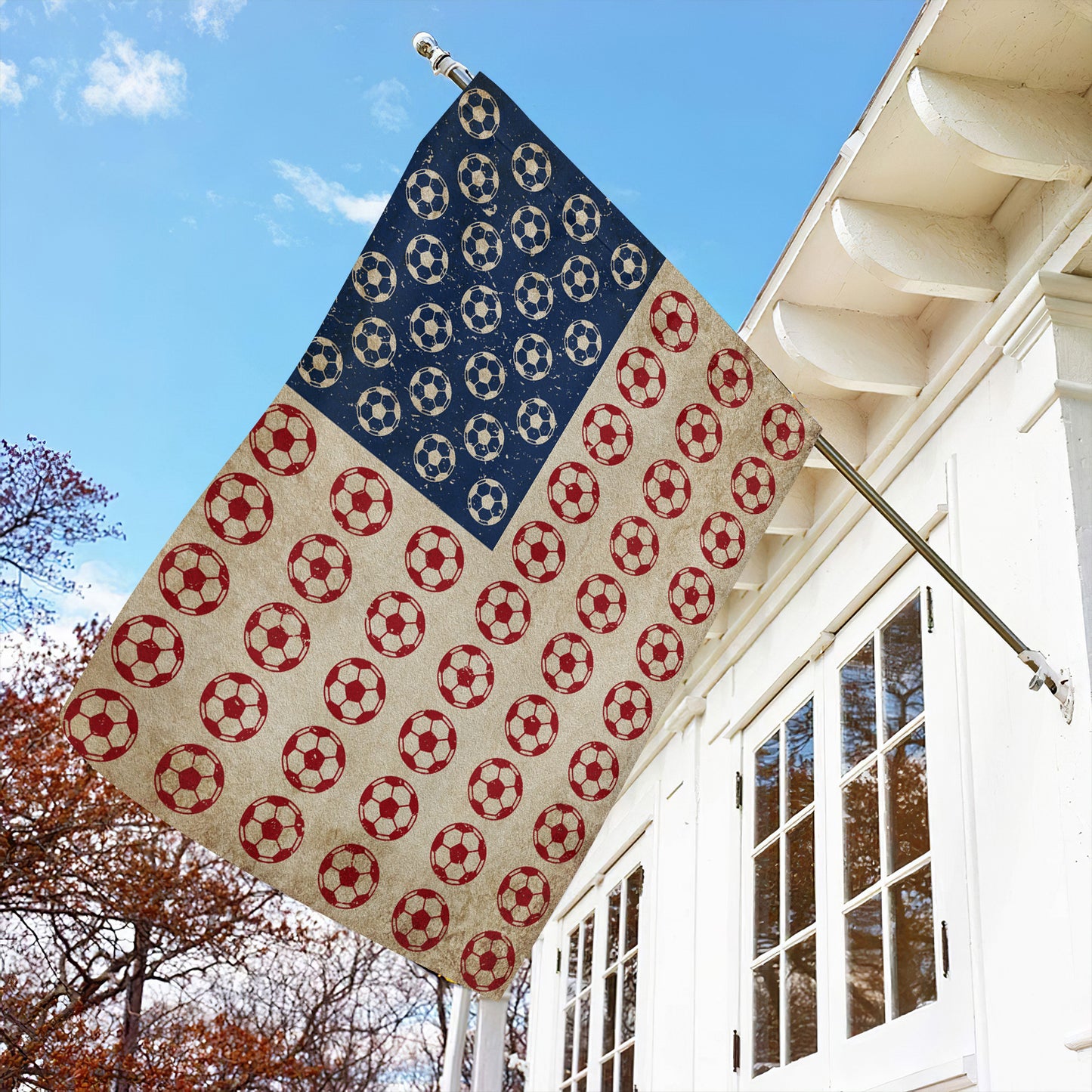 July 4th Soccer Garden Flag House Flag, Independence Day Yard Flag Gift For Soccer Lovers, Soccer Players