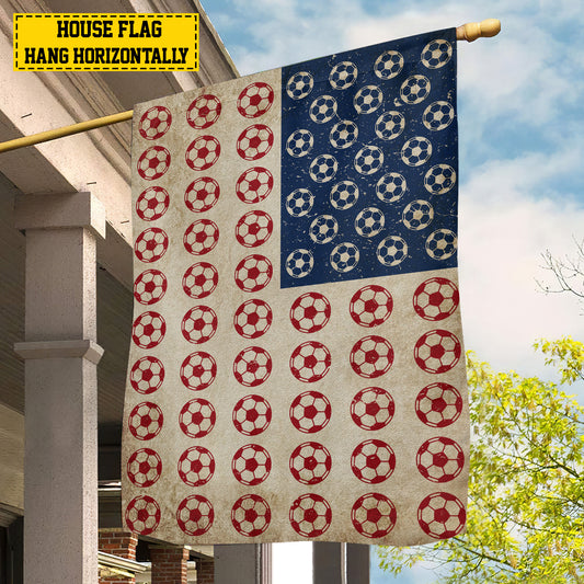 July 4th Soccer American Garden Flag House Flag, Independence Day Patriotic Soccer USA Yard Flag Gift For Soccer Lovers