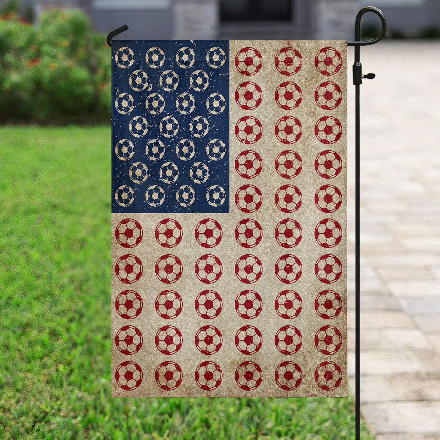 July 4th Soccer Garden Flag House Flag, Independence Day Yard Flag Gift For Soccer Lovers, Soccer Players
