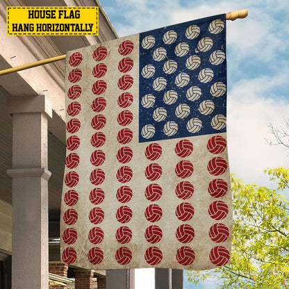 July 4th Volleyball American Garden Flag House Flag, Independence Day Patriotic Volleyball USA Yard Flag Gift For Volleyball Lovers