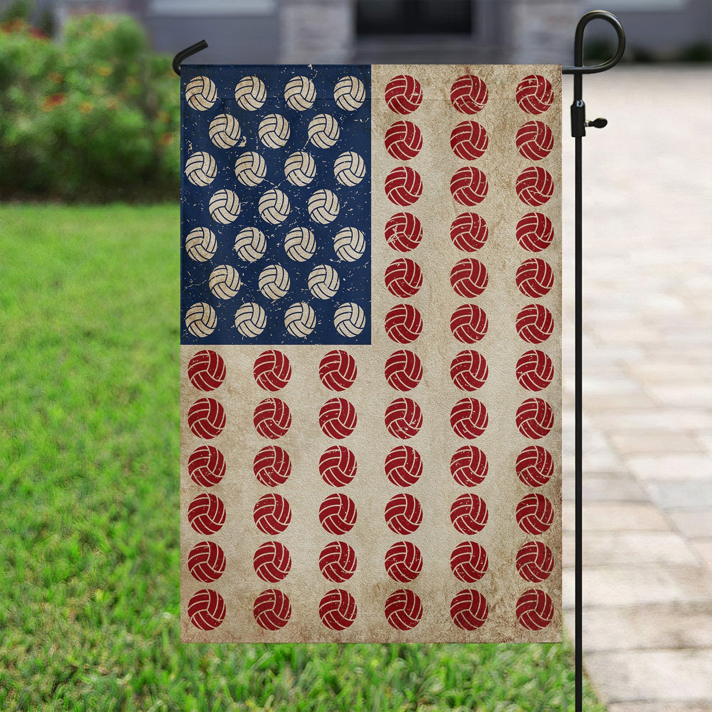 July 4th Volleyball Garden Flag House Flag, Independence Day Yard Flag Gift For Volleyball Lovers, Volleyball Players