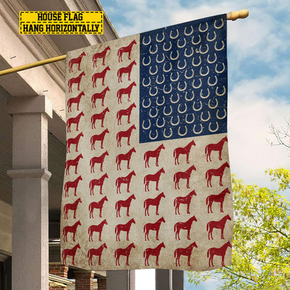 July 4th Horse American Garden Flag & House Flag, Independence Day Patriotic Horse USA Yard Flag Gift For Horse Lovers