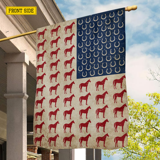 July 4th Horse American Garden Flag & House Flag, Independence Day Patriotic Horse USA Yard Flag Gift For Horse Lovers