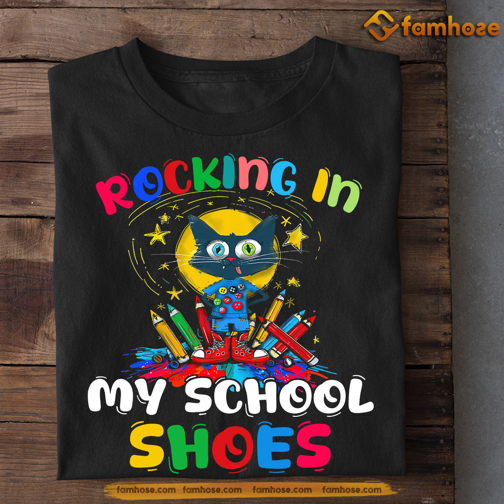 Funny Back To School Cat T-shirt, Rocking In My School Shoes, Gift For Cat Lovers, Cat Owners Tees