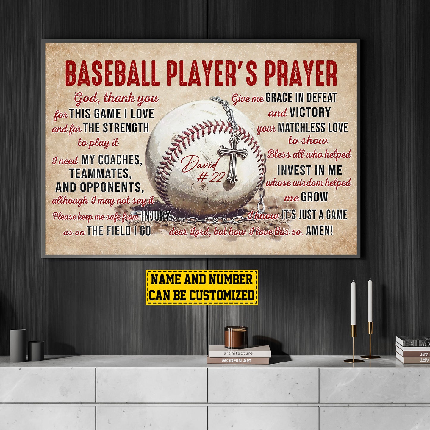 Baseball Player's Prayer, Personalized Motivational Baseball Canvas Painting, Sports Quotes Wall Art Decor, Poster Gift For Baseball Lovers