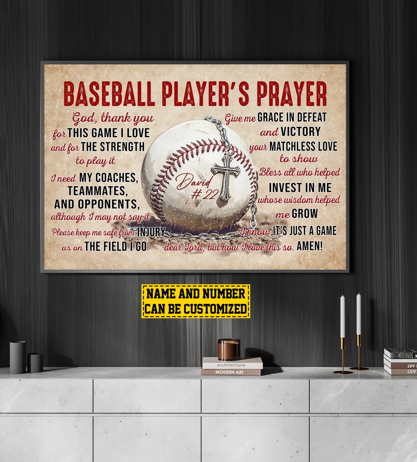 Baseball Player's Prayer, Personalized Motivational Baseball Canvas Painting, Sports Quotes Wall Art Decor, Poster Gift For Baseball Lovers