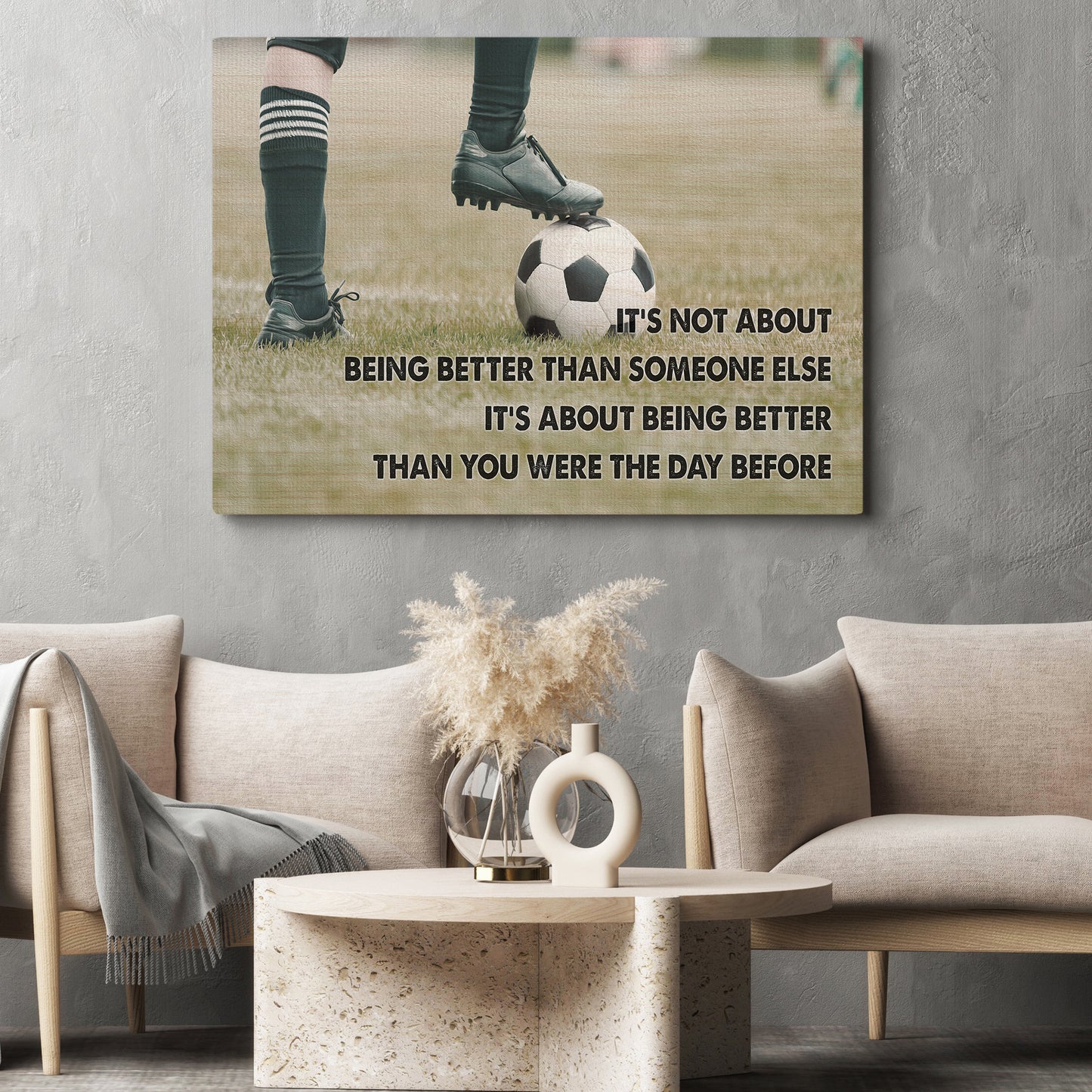 Motivational Soccer Boy Canvas Painting, Inspirational Quotes Wall Art Decor, Poster Gift For Soccer Lovers, Soccer Boy Players