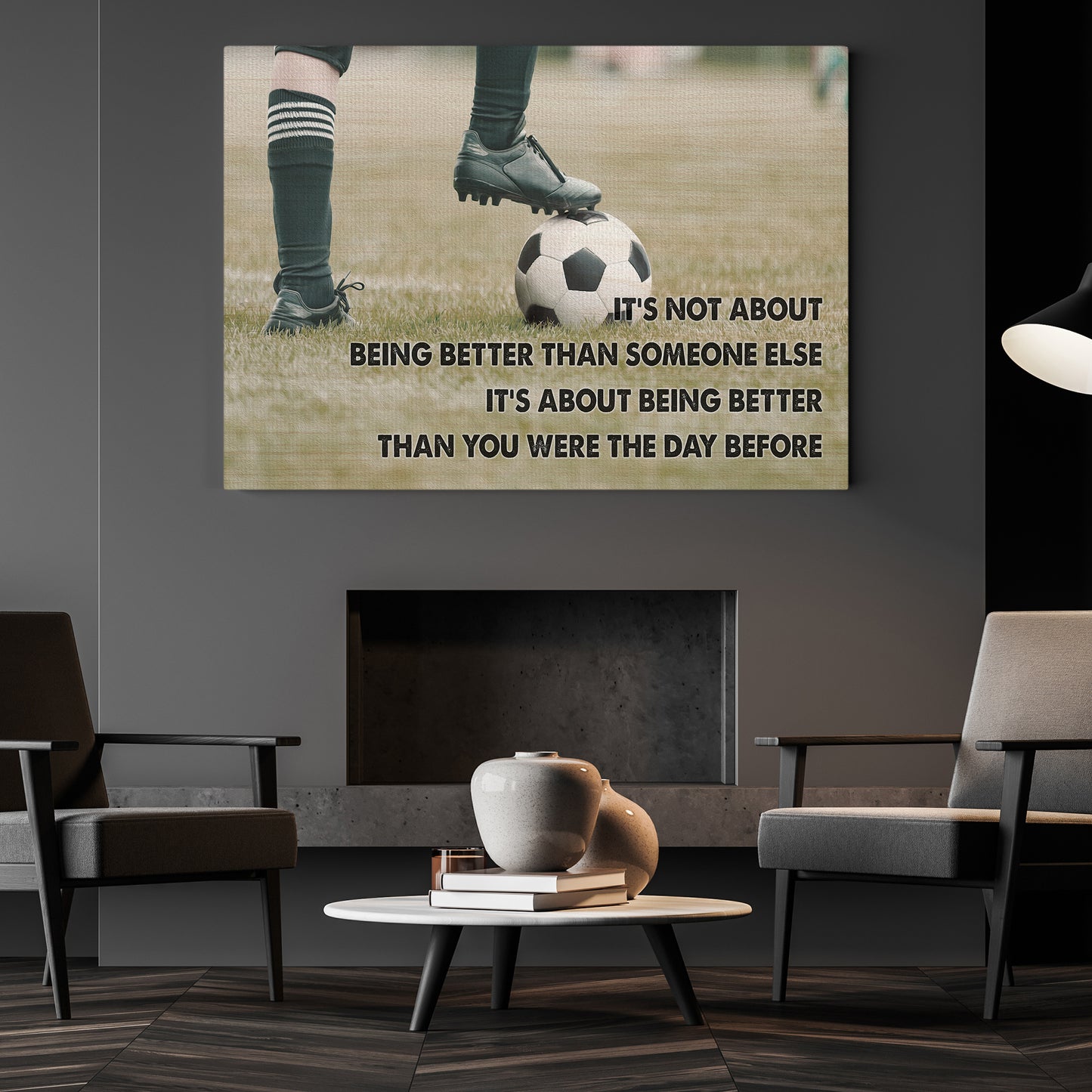 Motivational Soccer Boy Canvas Painting, Inspirational Quotes Wall Art Decor, Poster Gift For Soccer Lovers, Soccer Boy Players