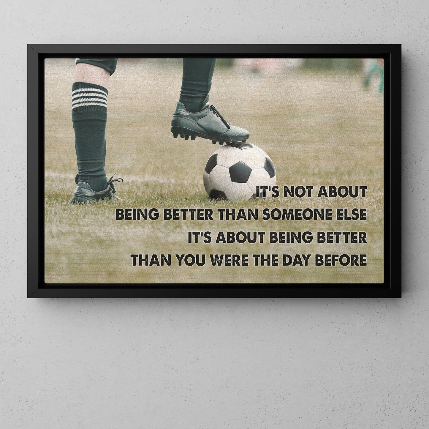 Motivational Soccer Boy Canvas Painting, Inspirational Quotes Wall Art Decor, Poster Gift For Soccer Lovers, Soccer Boy Players