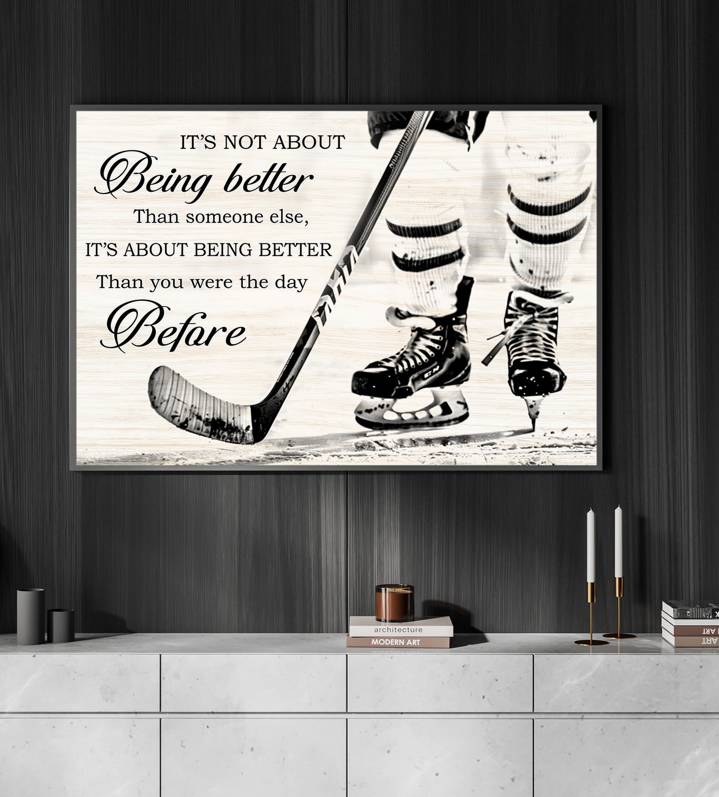 Motivational Hockey Canvas Painting, Better Than You Were The Day Before, Inspirational Quotes Wall Art Decor, Poster Gift For Hockey Lovers, Hockey Players