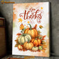 Givethanks With Pumpkins Autumn Leaves, Thanksgiving Canvas Painting, Wall Art Decor - Thanksgiving Poster Gift