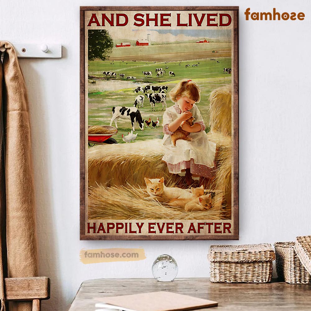 Farm Poster & Canvas, And She Lived Happily Ever After, Farmer Canvas Wall Art, Poster Gift For Farm Lovers