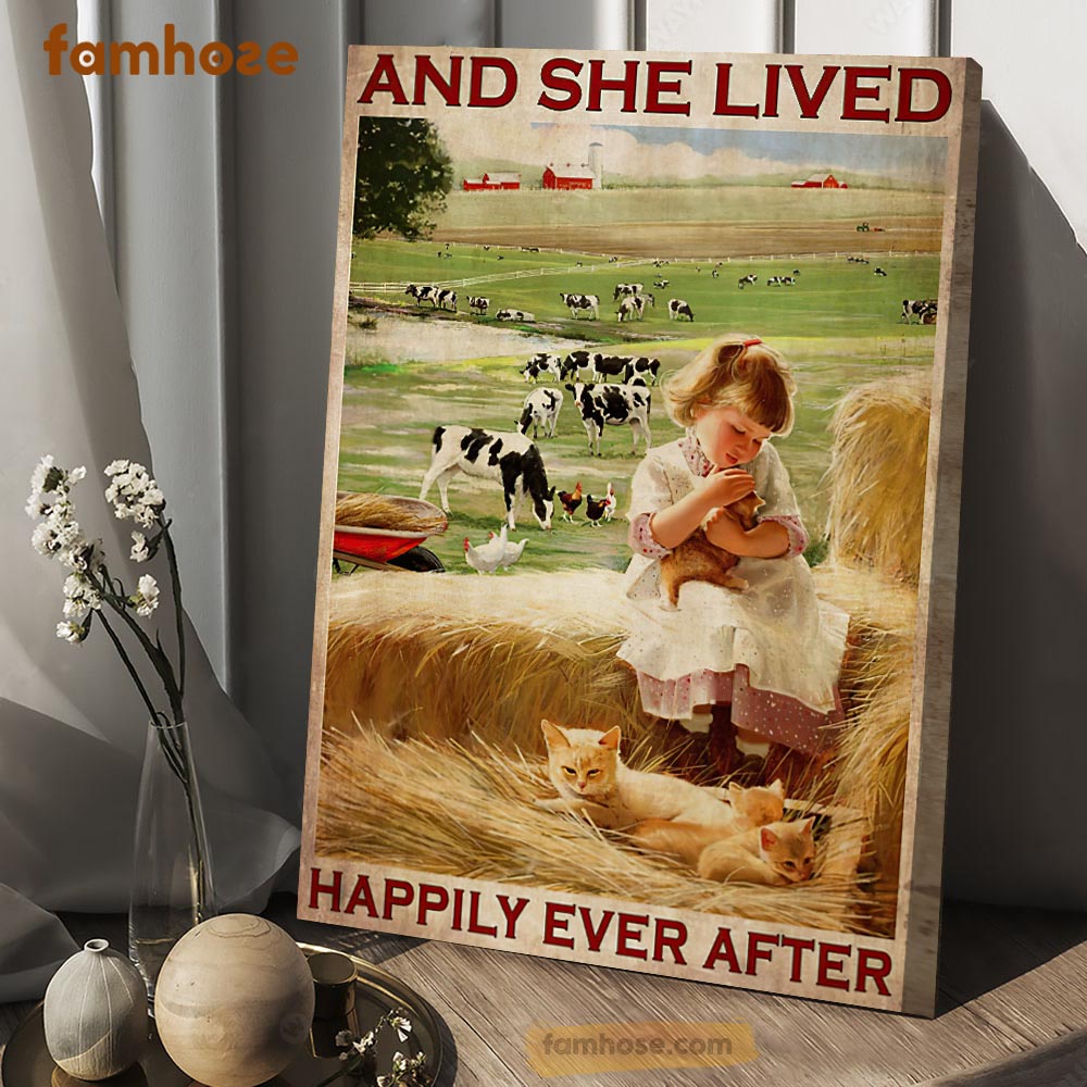 Farm Poster & Canvas, And She Lived Happily Ever After, Farmer Canvas Wall Art, Poster Gift For Farm Lovers