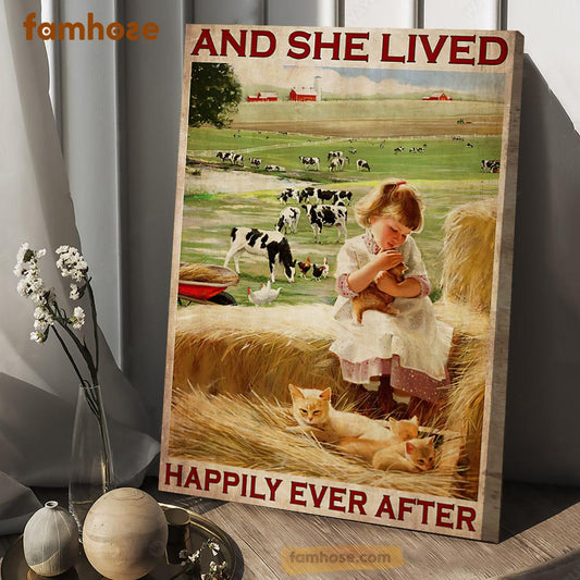 Farm Poster & Canvas, And She Lived Happily Ever After, Farmer Canvas Wall Art, Poster Gift For Farm Lovers