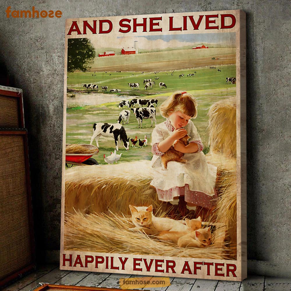 Farm Poster & Canvas, And She Lived Happily Ever After, Farmer Canvas Wall Art, Poster Gift For Farm Lovers