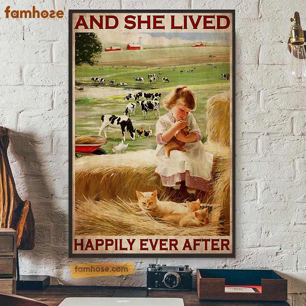 Farm Poster & Canvas, And She Lived Happily Ever After, Farmer Canvas Wall Art, Poster Gift For Farm Lovers