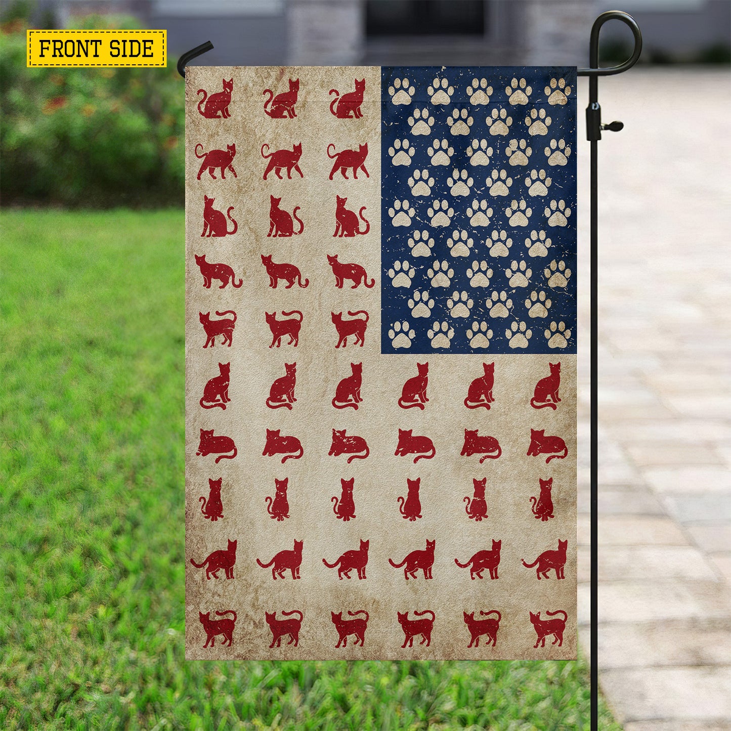 July 4th Cat American Garden Flag House Flag, Independence Day Patriotic Cat USA Yard Flag Gift For Cat Lovers