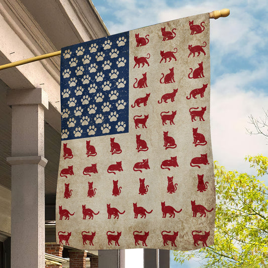 July 4th Cat Garden Flag House Flag, Cats Arrange USA Flag, Independence Day Yard Flag Gift For Cat Lovers