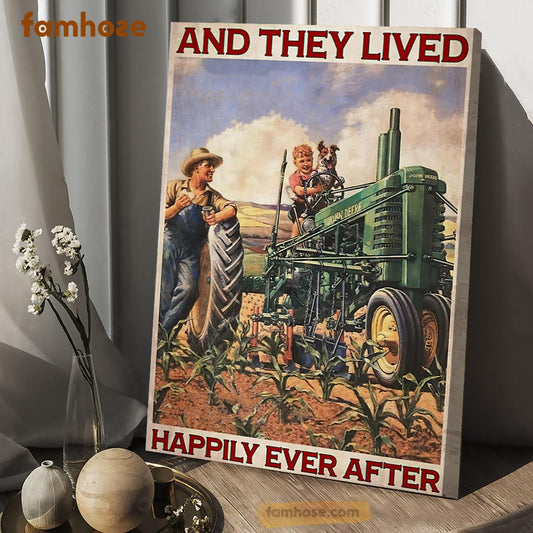 Tractor Poster & Canvas, And They Lived Happily Ever After, Tractor Canvas Wall Art, Poster Gift For Tractor Lovers