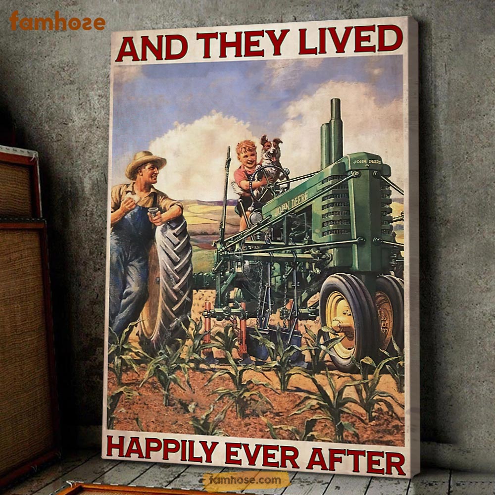 Tractor Poster & Canvas, And They Lived Happily Ever After, Tractor Canvas Wall Art, Poster Gift For Tractor Lovers