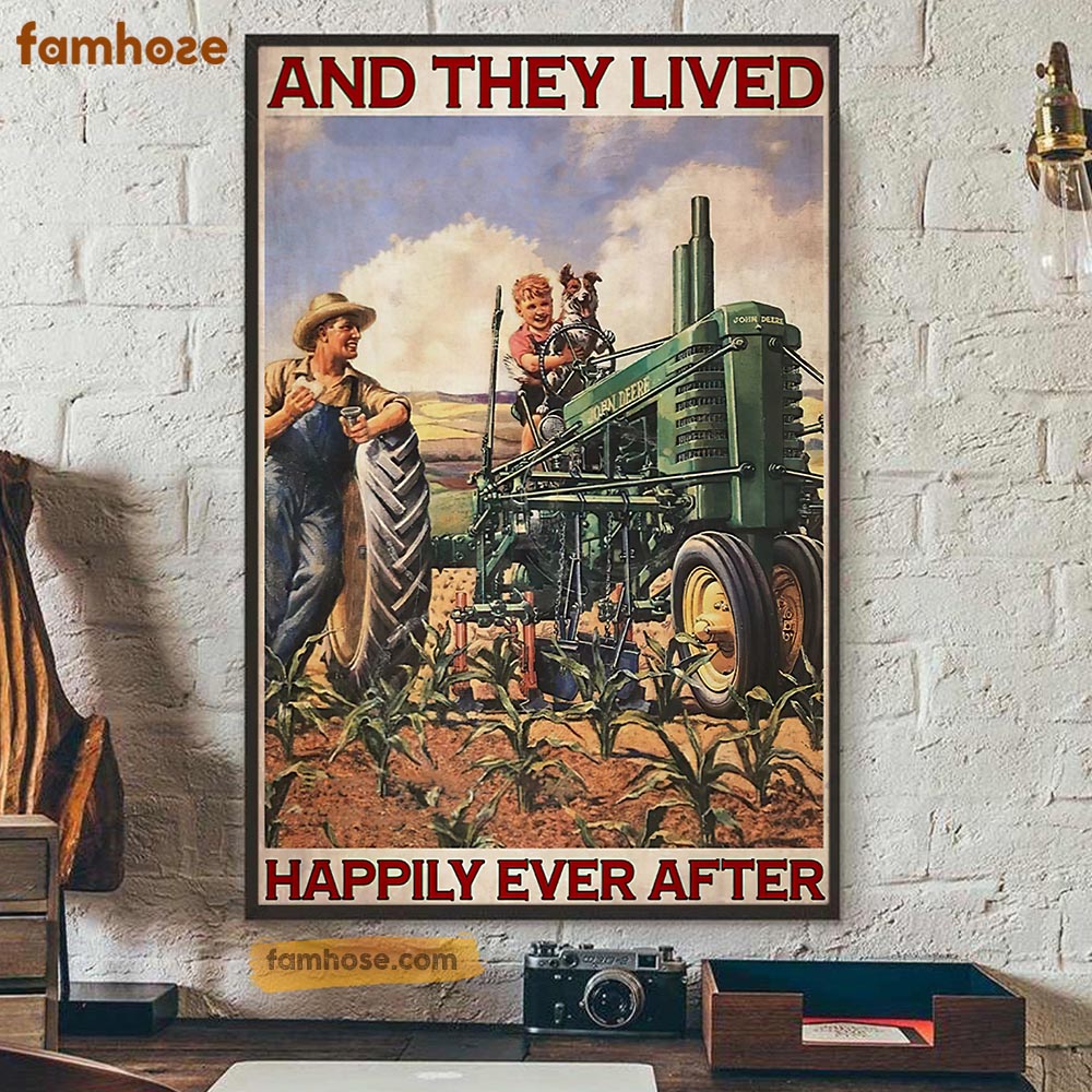 Tractor Poster & Canvas, And They Lived Happily Ever After, Tractor Canvas Wall Art, Poster Gift For Tractor Lovers