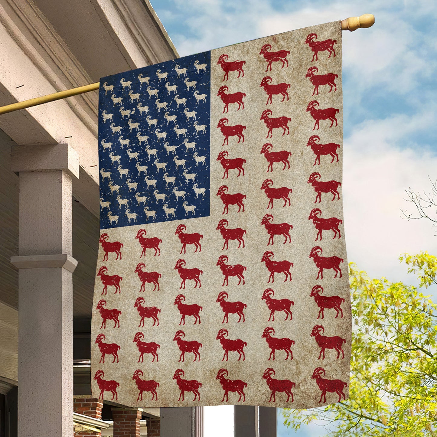 July 4th Goat Garden Flag House Flag, Goat Arrange USA Flag, Independence Day Yard Flag Gift For Goat Lovers, Farmer Flag