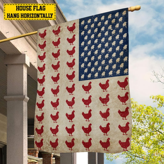 July 4th Chicken American Garden Flag House Flag, Independence Day Patriotic Chicken USA Yard Flag Gift For Chicken Lovers, Farmers
