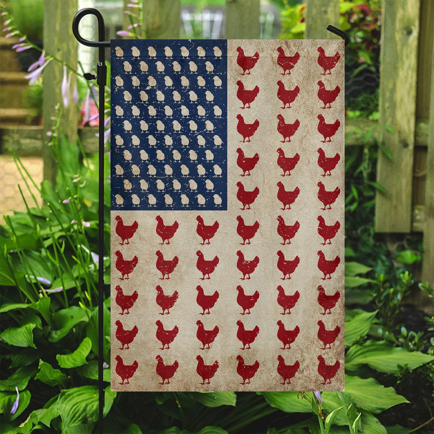 July 4th Chicken Garden Flag House Flag, Chicken Arrange USA Flag, Independence Day Yard Flag Gift For Chicken Lovers, Farmers Flag